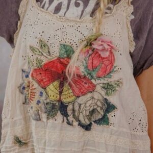 Lovely Cream Eyelet Lace Blouse/tank